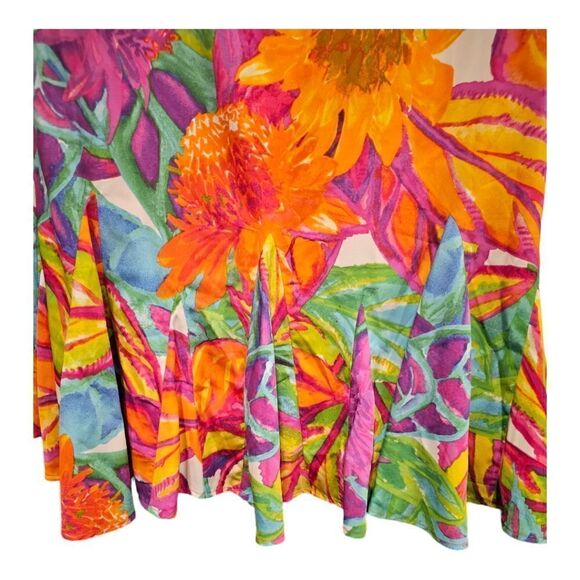 LAUREN RALPH LAUREN Tropical Floral Flutter Hem Dress - Size 12 - Picture 5 of 6